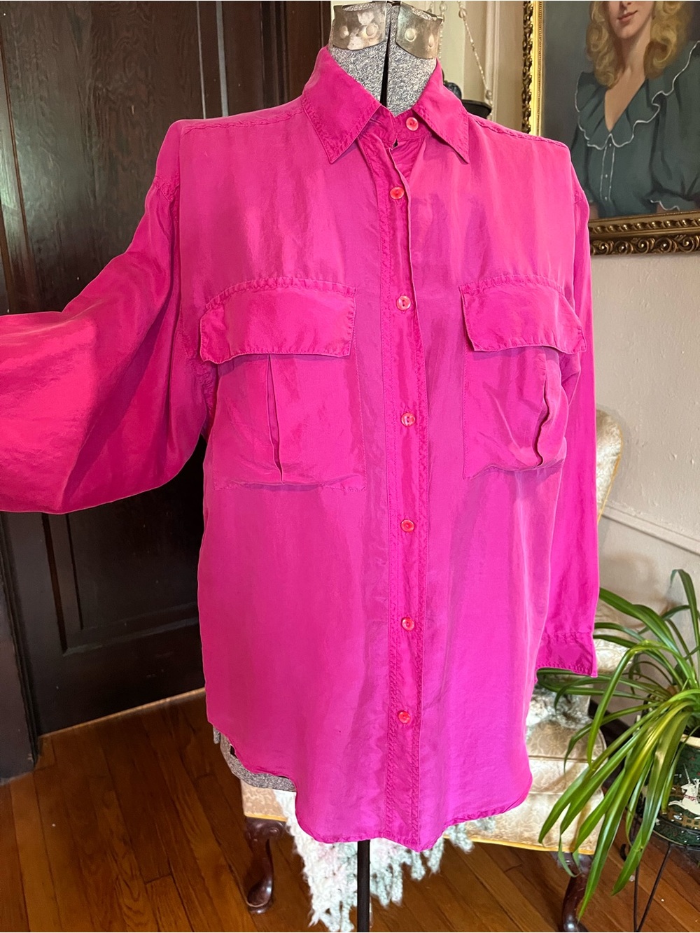 Button-Up Shirt in Bright Fuchsia